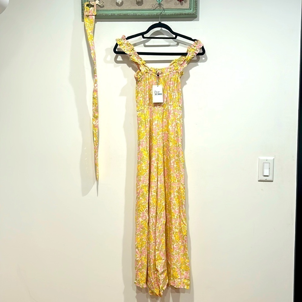 Faithfull The Brand Dolores Jumpsuit pastel floral size small women’s new w tag